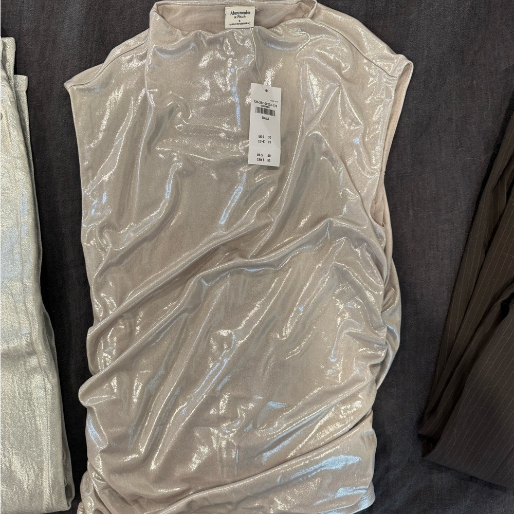 Abercrombie & Fitch Metallic Silver Top